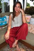 Sandbar Linen Blend Barrel Culotte Pant Rioja